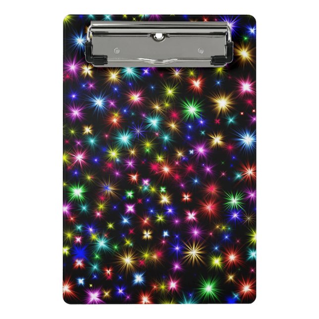 Farbige Sterne Feuerwerke Design-27317 Mini Klemmbrett (Vorderseite)