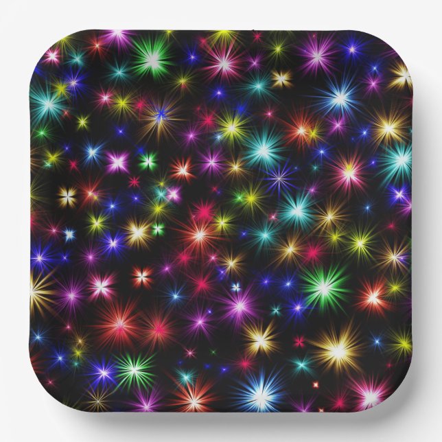 Farbige Sterne Feuerwerke Design-27317 Pappteller (Vorderseite)