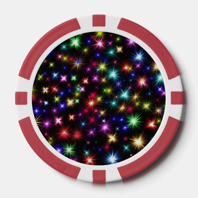Farbige Sterne Feuerwerke Design-27317 Pokerchips (Vorderseite)