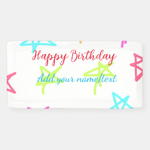 Farbige Sterne glücklich Geburtstag hinzufügen Nam Banner