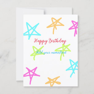 Farbige Sterne glücklich Geburtstag hinzufügen Nam Postkarte