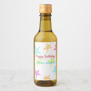 Farbige Sterne glücklich Geburtstag hinzufügen Nam Weinetikett