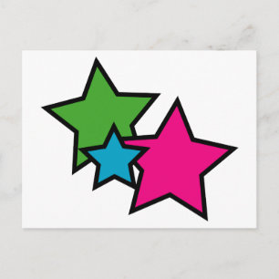 Farbige Sterne Pink Grün Blau Schwarz Postkarte
