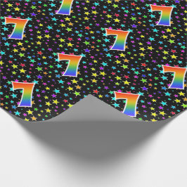 Farbige Sterne + Regenbogenmuster "7" Ereignis # Geschenkpapier