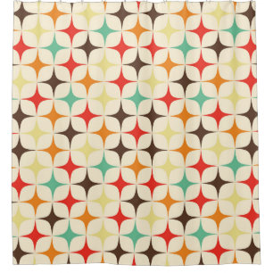 Farbige Sterne Retro Geometrisches Muster Duschvorhang