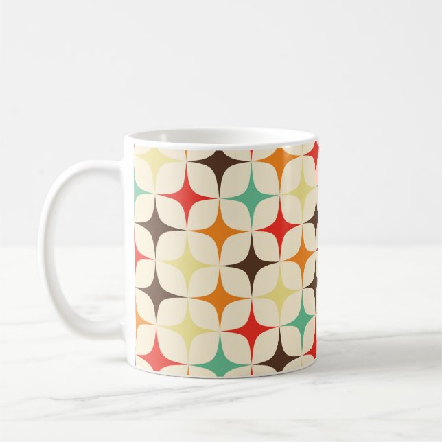 Farbige Sterne Retro Geometrisches Muster Kaffeetasse (Links)