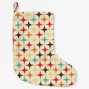 Farbige Sterne Retro Geometrisches Muster Kleiner Weihnachtsstrumpf