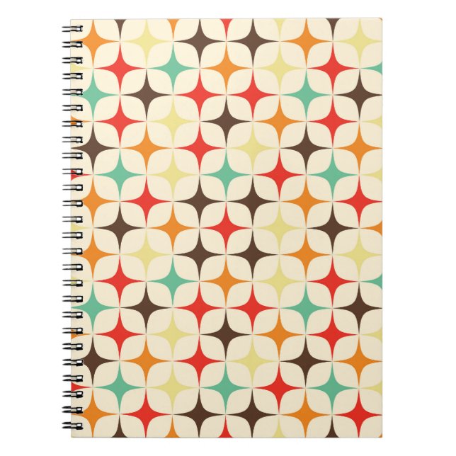 Farbige Sterne Retro Geometrisches Muster Notizblock (Vorderseite)