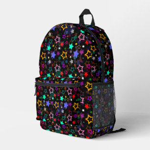 Farbige Sterne Schwarz Bedruckter Rucksack