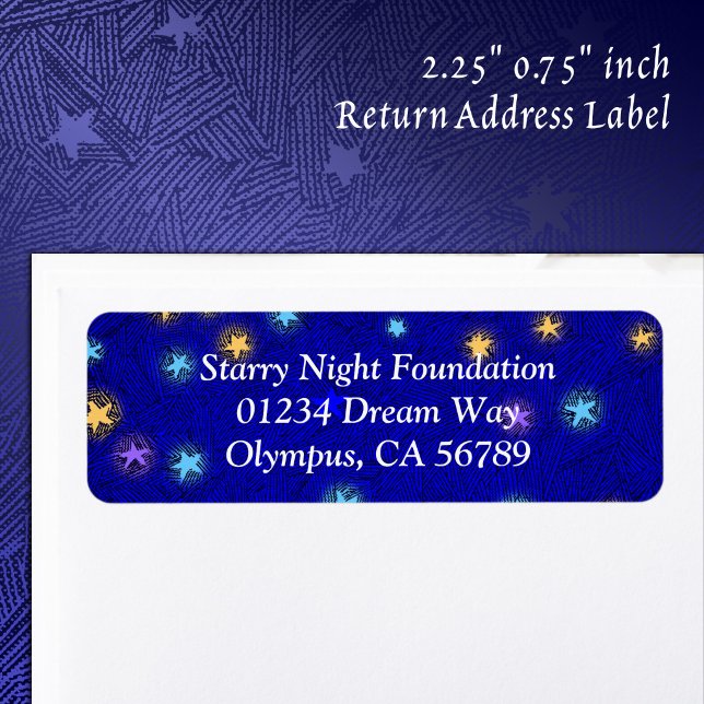 Farbige Sterne zum Ettieren der benutzerdefinierte (Colored Stars Etching Custom Return Address Label)