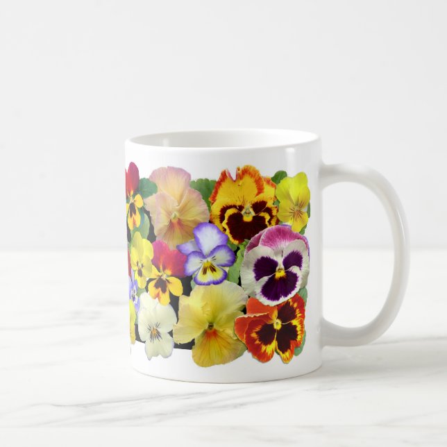 Farbige Stiefmütterchen Kaffeetasse (Rechts)