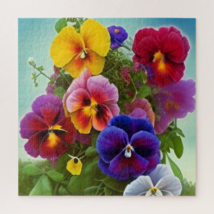 Farbige Stiefmütterchen - KI-Kunst Puzzle