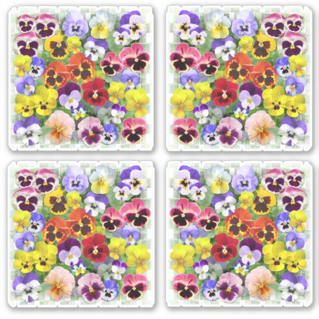 Farbige Stiefmütterchen, kundenspezifisch geschnit Aufkleber (Vorderseite)