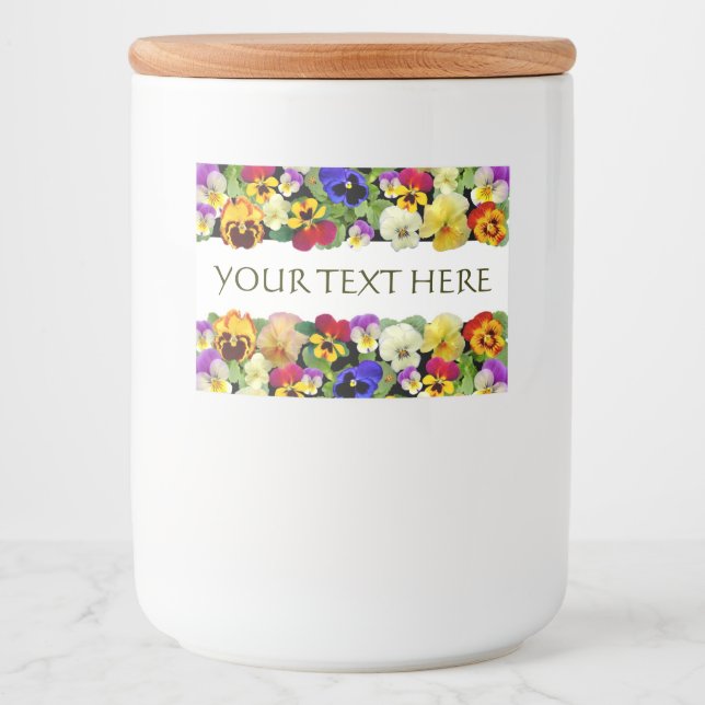 Farbige Stiefmütterchen Lebensmitteletikett (Vorderseite)