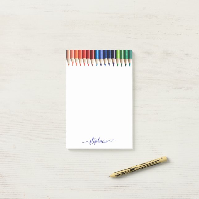 Farbige Stifte mit Namen Post-it Klebezettel (Auf Schreibtisch)