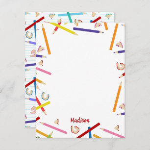 Farbige Stifte Muster Kids Individuelle Name Mitteilungskarte