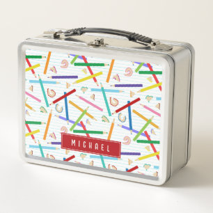 Farbige Stifte Muster Kinderschule Metall Brotdose