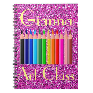 Farbige Stifte Rosa Imitate Glitzer Notizblock