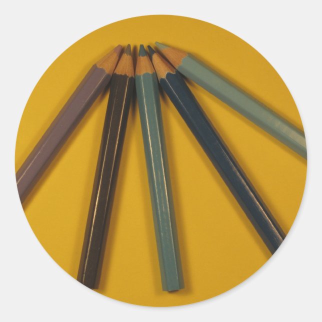 Farbige Stifte Runder Aufkleber (Vorderseite)
