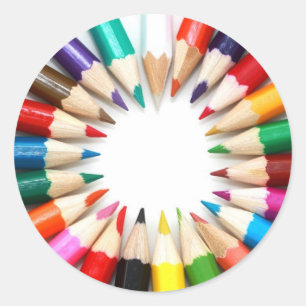 Farbige Stifte Runder Aufkleber