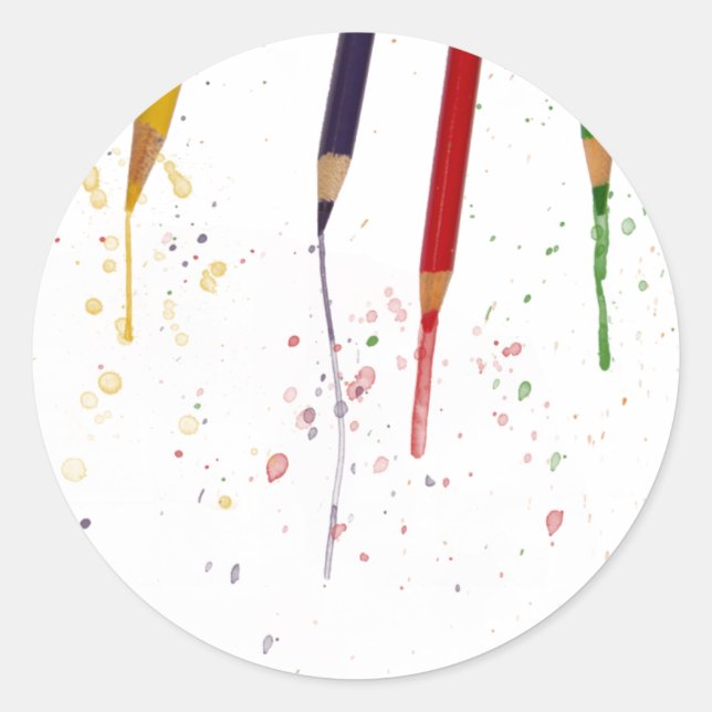 Farbige Stifte Runder Aufkleber (Vorderseite)