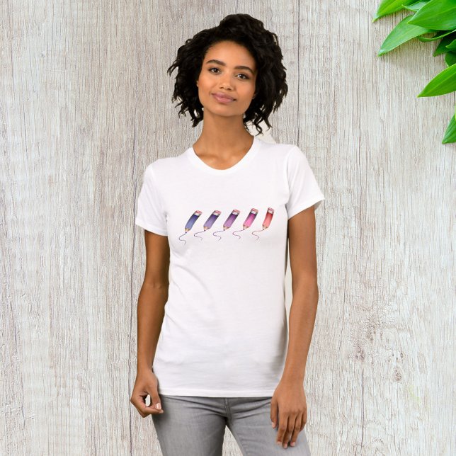 Farbige Stifte T - Shirt der Frauen (Von Creator hochgeladen)