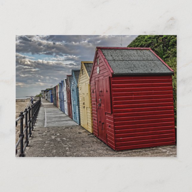 Farbige Strandhütten Postkarte (Vorderseite)