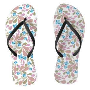 Farbige Sträuße aus Retro-Blumen auf Weiß Flip Flops