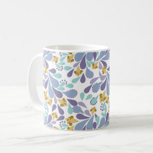 Farbige Sträuße aus Retro-Blumen auf Weiß Kaffeetasse