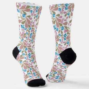 Farbige Sträuße aus Retro-Blumen auf Weiß  Socken