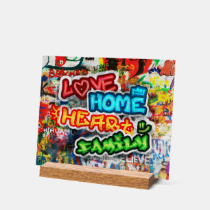 Farbige Streetart-Graffiti-Liebesheim-Herz Acrylschild