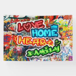 Farbige Streetart-Graffiti-Liebesheim-Herz Banner