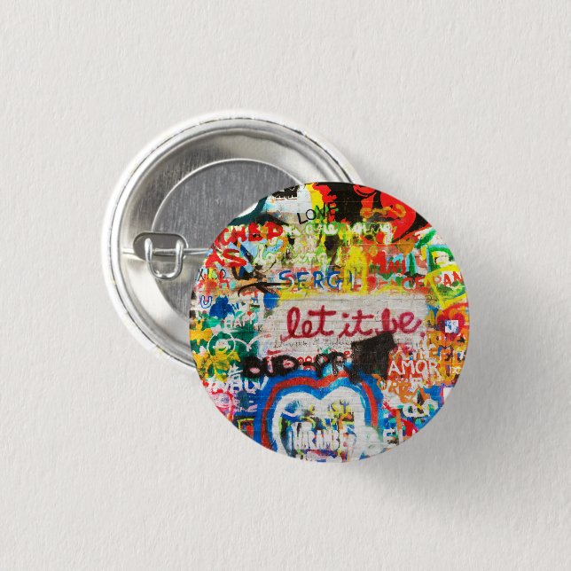 Farbige Streetart-Graffiti-Liebesheim-Herz Button (Vorne & Hinten)
