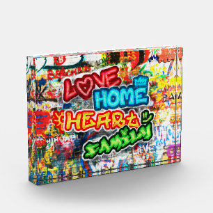 Farbige Streetart-Graffiti-Liebesheim-Herz Fotoblock