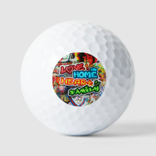Farbige Streetart-Graffiti-Liebesheim-Herz Golfball