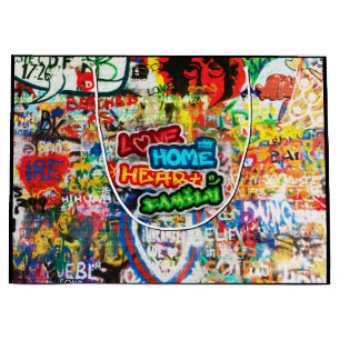Farbige Streetart-Graffiti-Liebesheim-Herz Große Geschenktüte