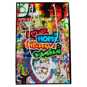 Farbige Streetart-Graffiti-Liebesheim-Herz Mittlere Geschenktüte