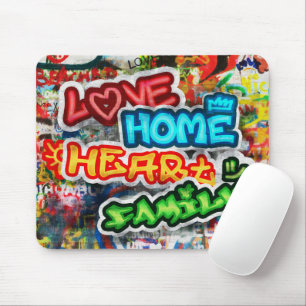 Farbige Streetart-Graffiti-Liebesheim-Herz Mousepad