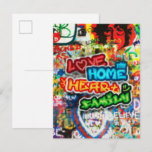 Farbige Streetart-Graffiti-Liebesheim-Herz Postkarte