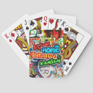 Farbige Streetart-Graffiti-Liebesheim-Herz Spielkarten