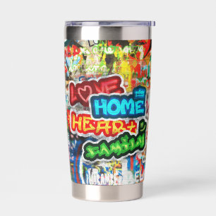 Farbige Streetart-Graffiti-Liebesheim-Herz Thermobecher