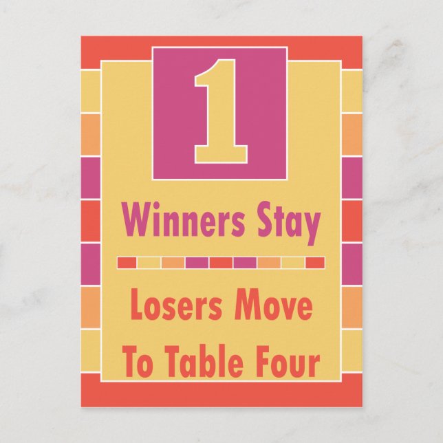 Farbige Streifen Bunco Table Card #1 bis 4 Postkarte (Vorderseite)