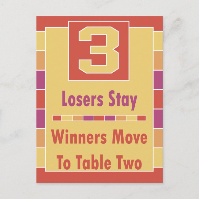 Farbige Streifen Bunco Table Card #3 Postkarte (Vorderseite)