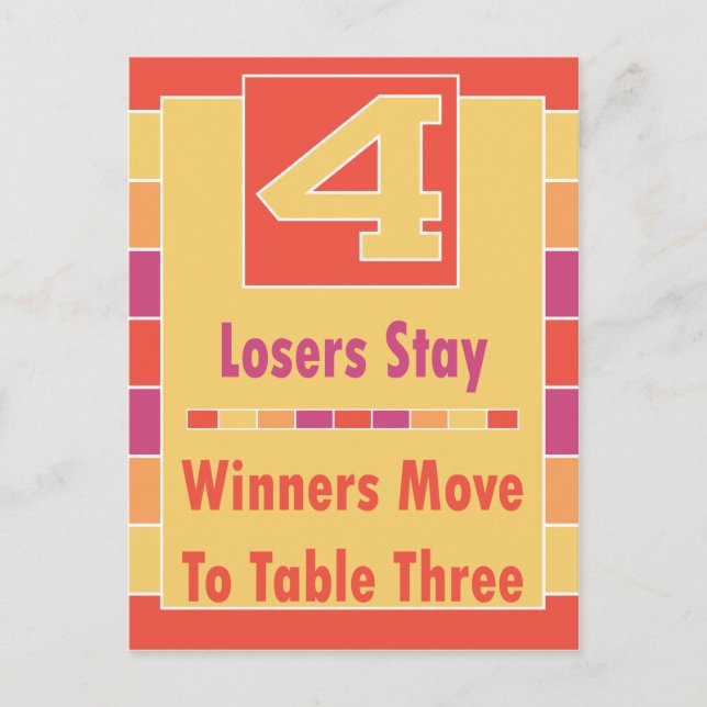 Farbige Streifen Bunco Table Card #4 bis 3 Postkarte (Vorderseite)