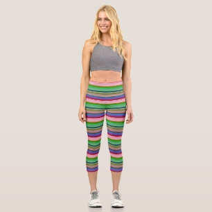Farbige Streifen Capri Leggings