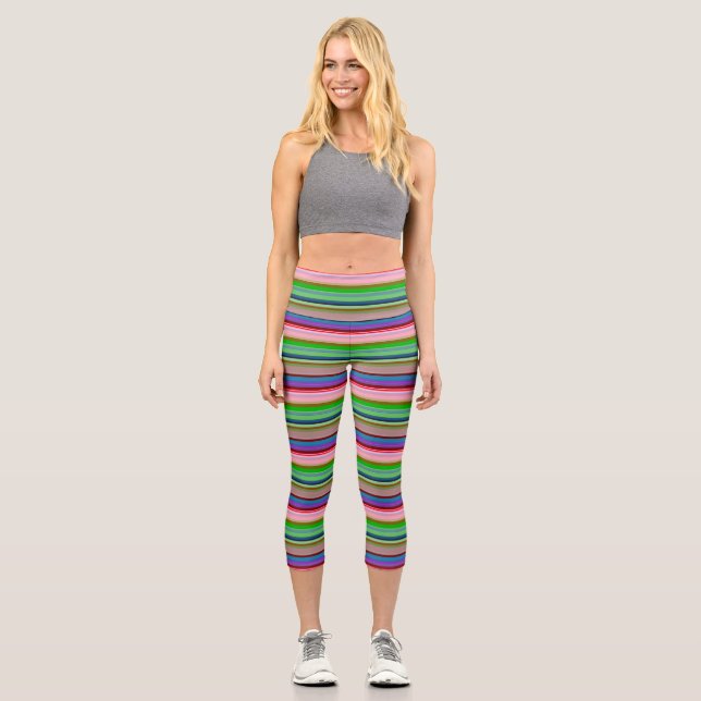 Farbige Streifen Capri Leggings (Vorderseite)