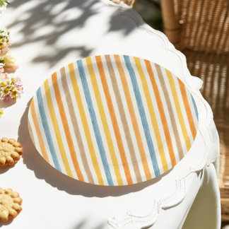 Farbige Streifen Geburtstag  Pappteller