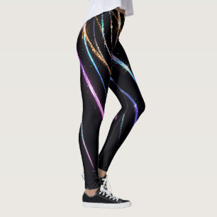 Farbige Streifen Glitzern Leggings