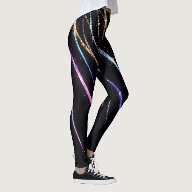 Farbige Streifen Glitzern Leggings (Rechts)