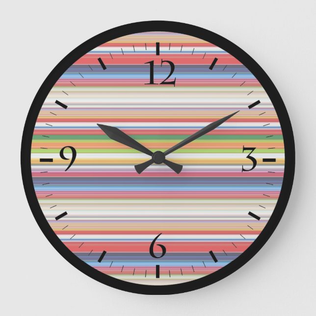Farbige Streifen Große Wanduhr (Vorderseite)